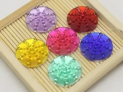 

50 Mixed Colour Flatback Round Dotted Cabochon Rhinestone 18mm Flat back Resin