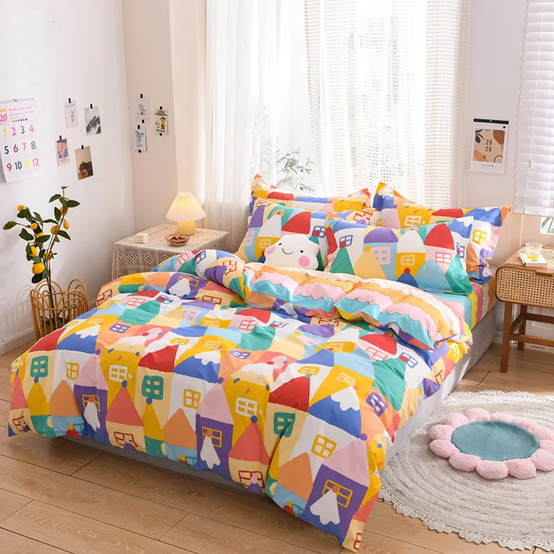 Luxury Bedding  Set For Home Bedding Sets Cute Sheet Cartoon Bed Qulit Linens Duvet Set Bed  Cover Flat Sheet King Size