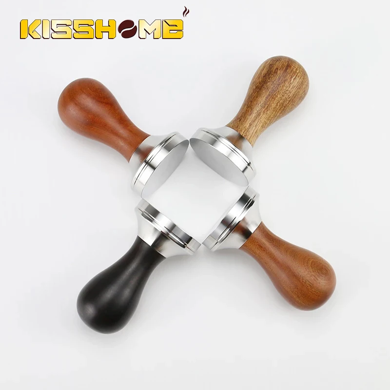 Coffee Tamper 41mm 49mm 51mm 53mm 57.5mm 58.35mm Wooden Handle Stainless Steel Delonghi Breville Barista Espresso Accessories