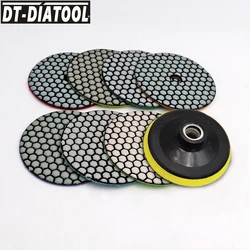 8pcs/pk Diamond  Flexible Dry Polishing Pads and Plastic Backer Granite Marble Stones Dry Resin Bond Sanding Disc Dia 4