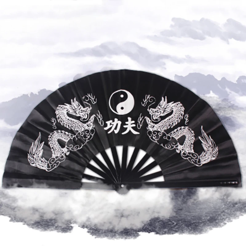 1 Pcs Chinese Japanese Kung Fu Dragon Plastic Folding Fan Large Hand About 34*63cm