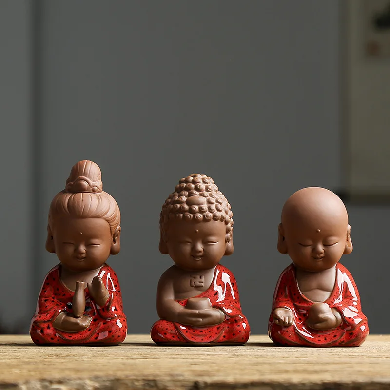 Home decoration small monk creative lovely ceramic crafts home living room office furnishing buddha statues  decor