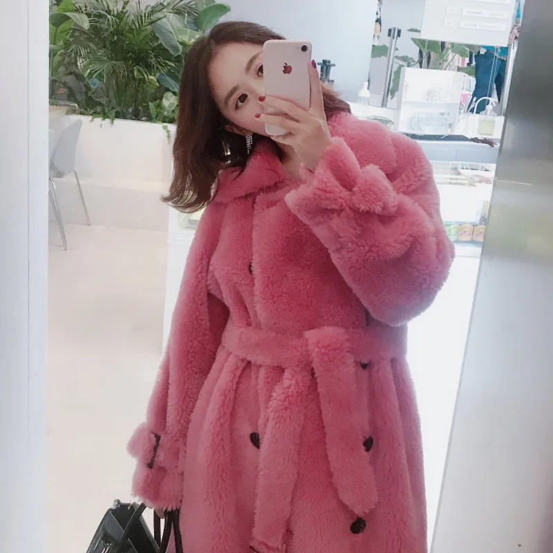 

Real Fur Coat Women Lamb Fur Jacket Winter Coat Women Korean Warm Woolen Overcoat Long Abrigos Mujer Invierno 2020