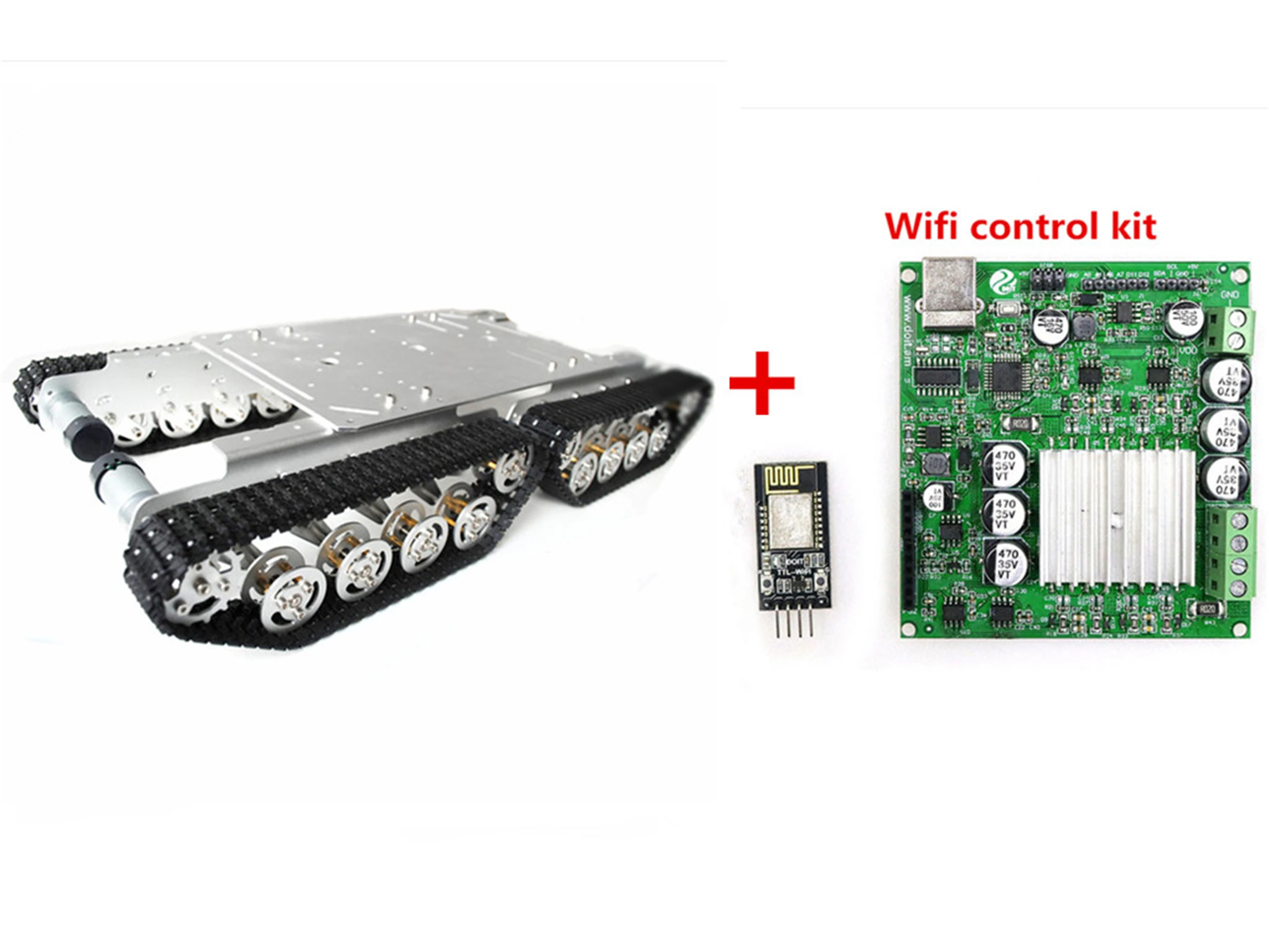 Metal Shock Absorbing Tank Chassis Kit 4WD Tracked RC Robot Platform With Wireless Wifi Controller Kit Motor DIY For Arduino Toy