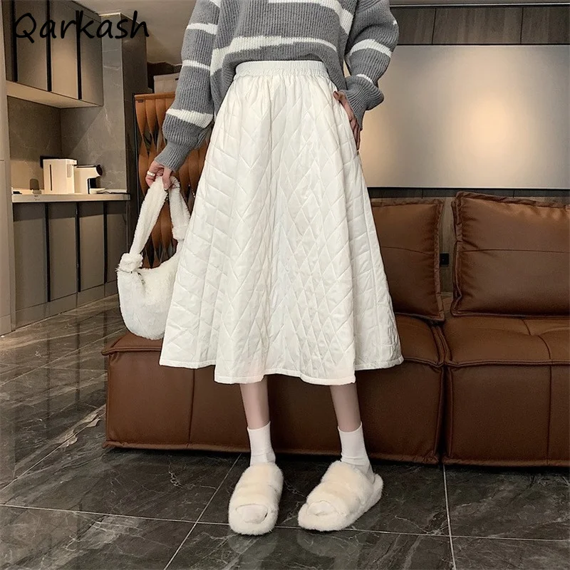 Skirts Women Folds A-line All-match Simple Pure High Waist Stylish Ulzzang Trendy Daily Midi New Chic Streetwear Female Holiday