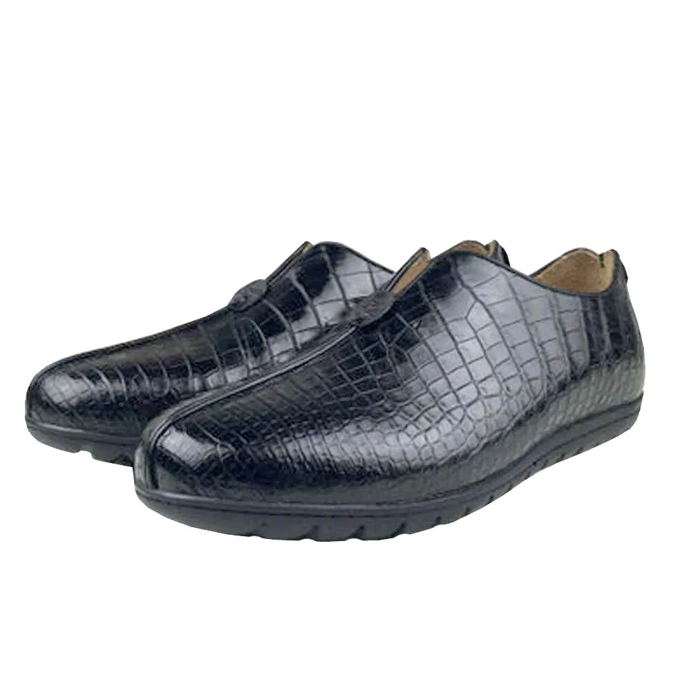 ousidun new crocodile  Men shoes low cut  Genuine crocodile leather  men shoes  rubber shoes sole  Soft bottom men shoes