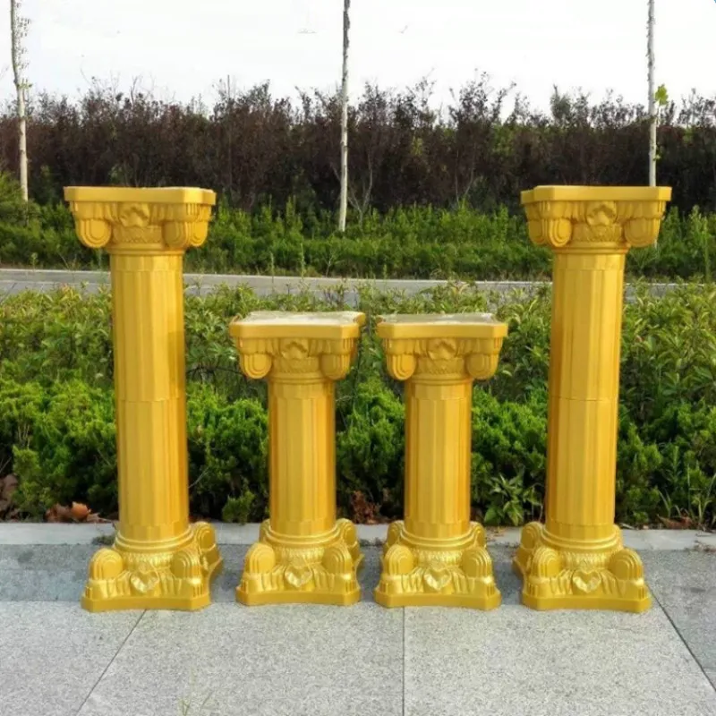 

2pcs Gold Roman Columns Fashion Wedding Props Decorative Plastic Pillars Flower Pot Road Lead Stand Party Event Free Shipping