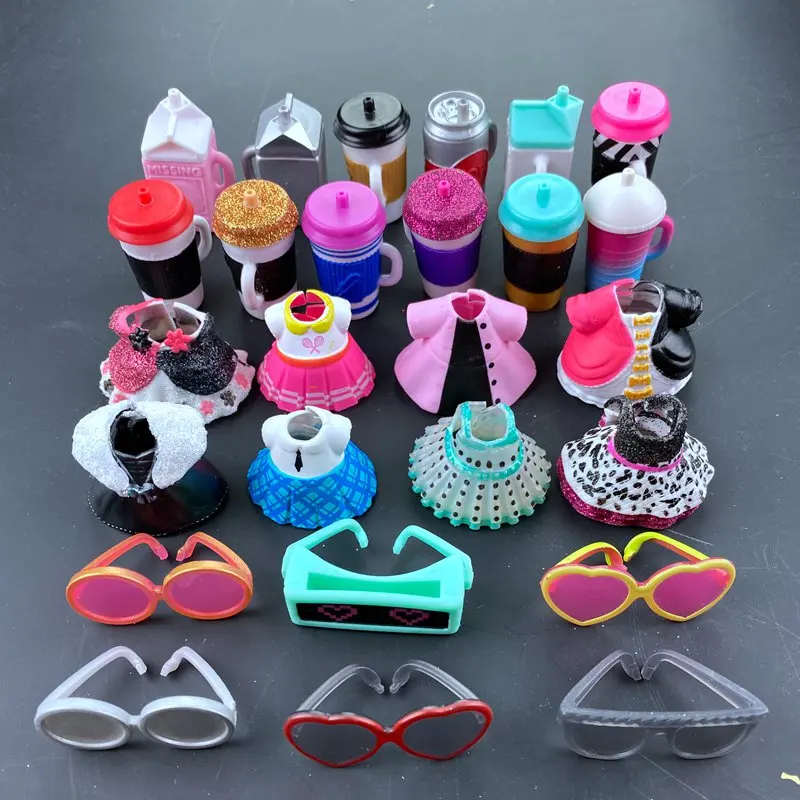 4pc origina doll clothes, bottles, shoes, glasses accessories for lols doll accessories hot sale