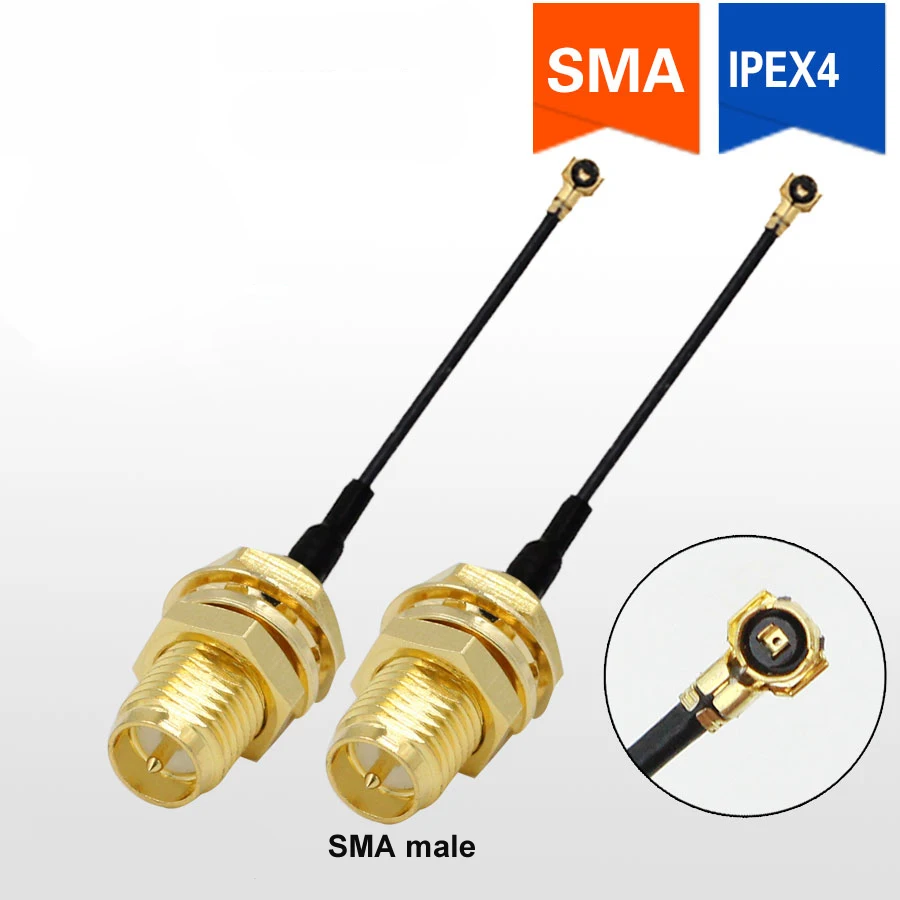 

2pcs IPEX4 MHF4 to RFSMA female SMA male RG0.81 Extension Cord Cable Pigtail Connector Antenna Cable For M.2 4G LTE 5G Modems