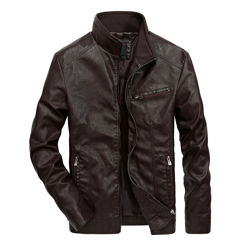 Men's Leather Jackets Stand Collar PU Coat Fashion Male Motorcycle Leather Jacket Casual Slim Fit Mens Brand Clothing 5XL