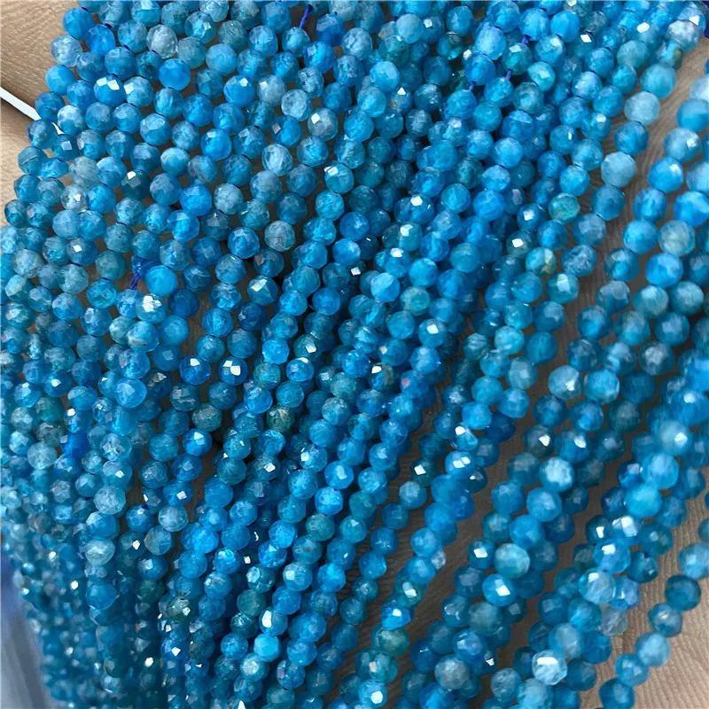 Blue Faceted Stone Beads 3mm Natural AA Aquamarine Lace Agat Shiny Micro Small Loose Bead For DIY Making Jewelry Bracelet Decor