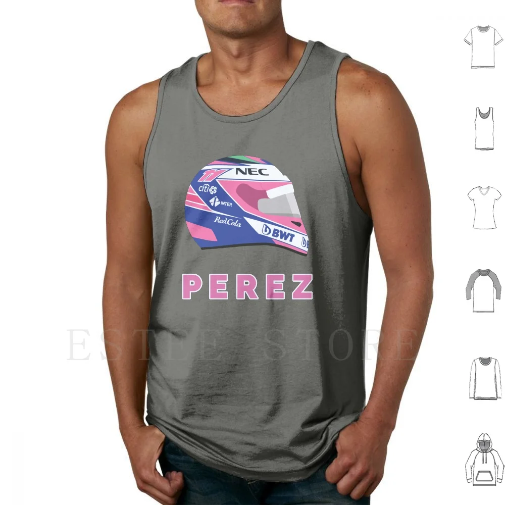 Sergio Perez 2018 Helmet Tank Tops Vest Sleeveless Sergio Perez Force India Mexico Grand Prix Racing Point Force India