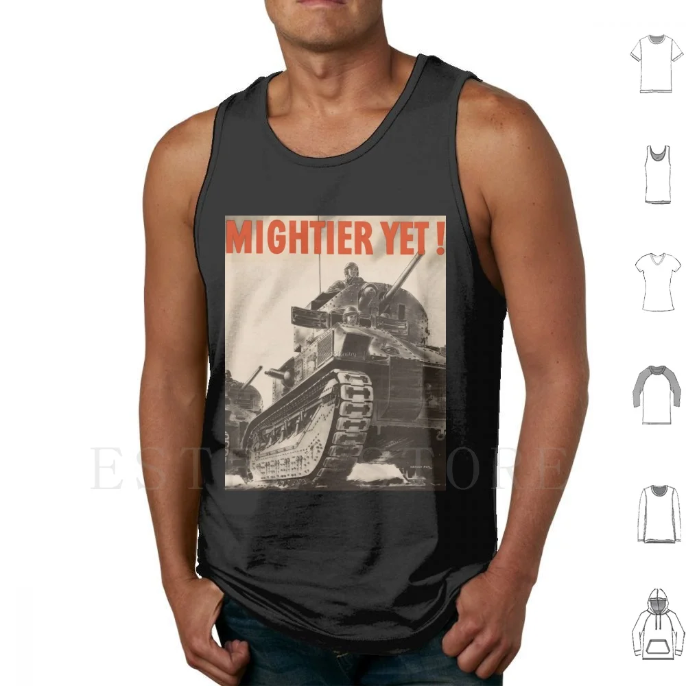 Mightier Yet! Tank Tops Vest Cotton Tank Might Mighty Mightier World War Two World War One Metal Mechanic Mechanical Mechanics