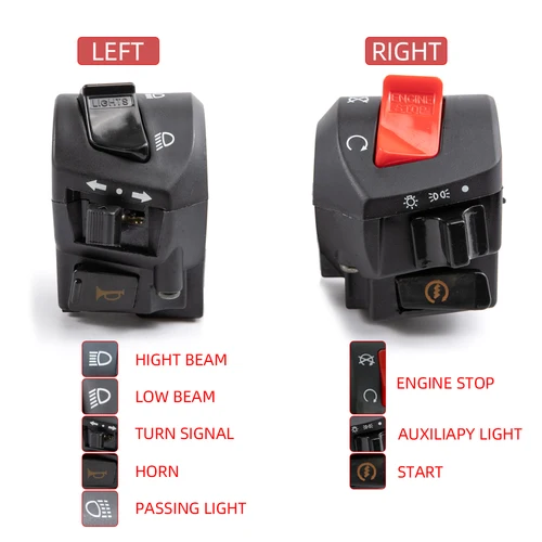 Imagen 1 del producto Interruptor de Control Universal para motocicleta, interruptores de barra de mango de 22mm, botón de bocina de estrangulación, faro de señal de giro, luz antiniebla eléctrica