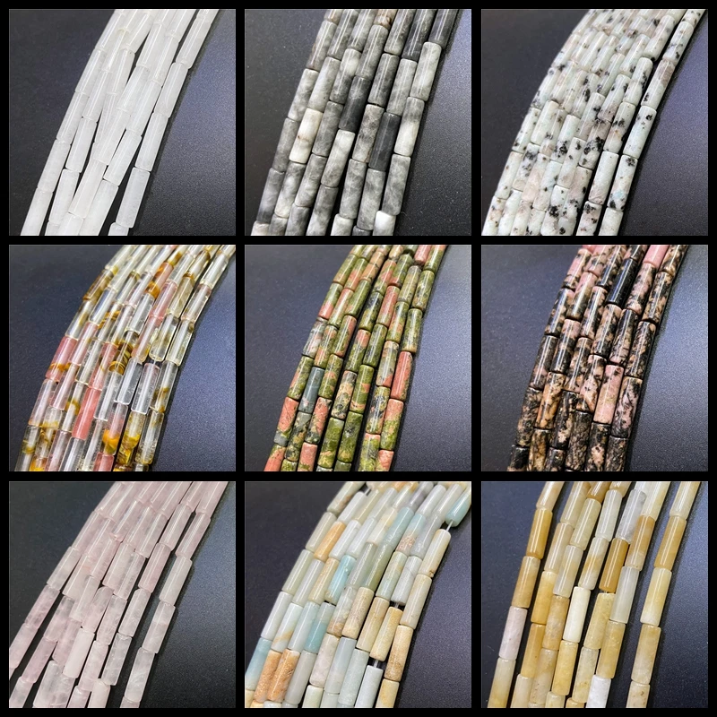 Pink blue yellow stone beads loose stone spacer tube Cylinder Jaspers Beads 4x13mm for jewelry making bracelet earring necklaces