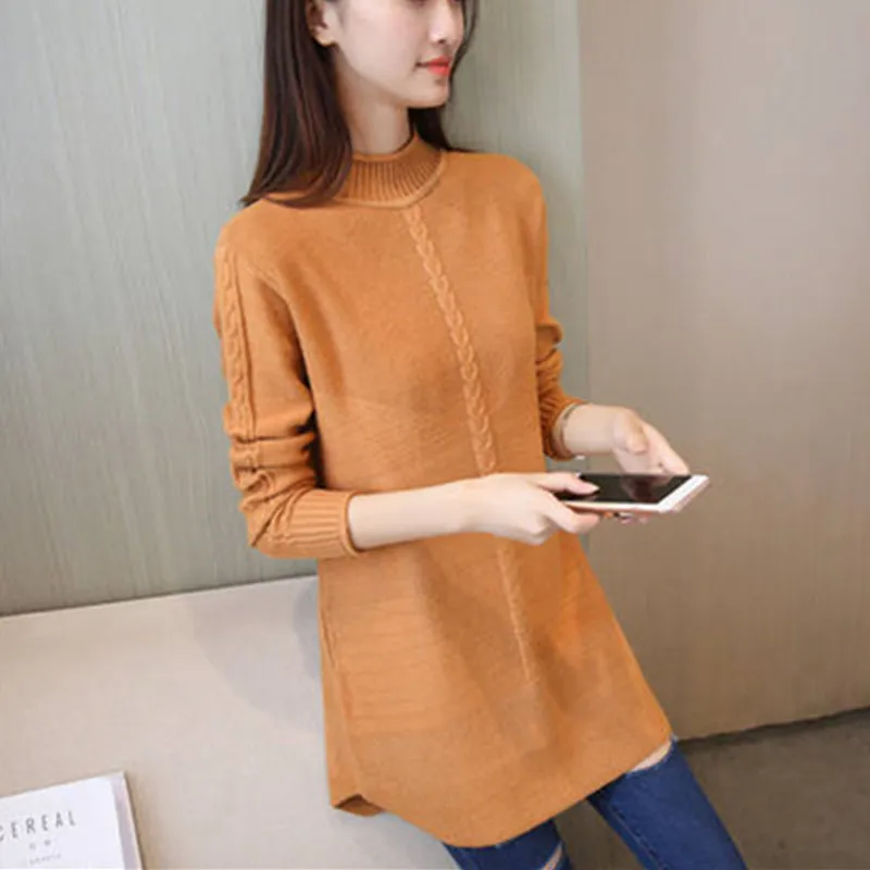 2023 Autumn Winter Long Sweater Knitwear Warm Women\'s Pullover O neck Thicken Plus velvet Female Soft Knit Sweater Femme Top