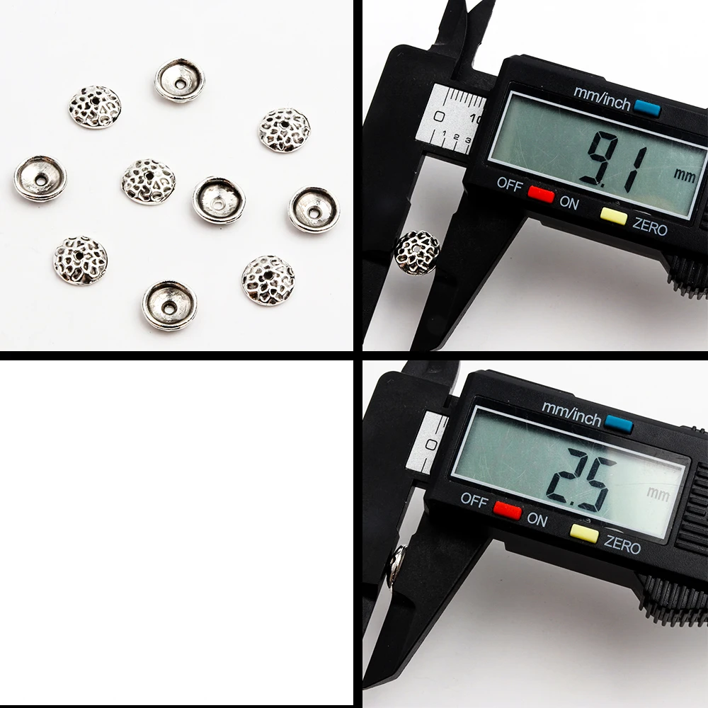 50 stücke Splitter Gold Bronze Halbrunden Hohl Metall Spacer Lose Perlen Kappen Zubehör Für DIY Schmuck Erkenntnisse Charms Halskette – Detail 10