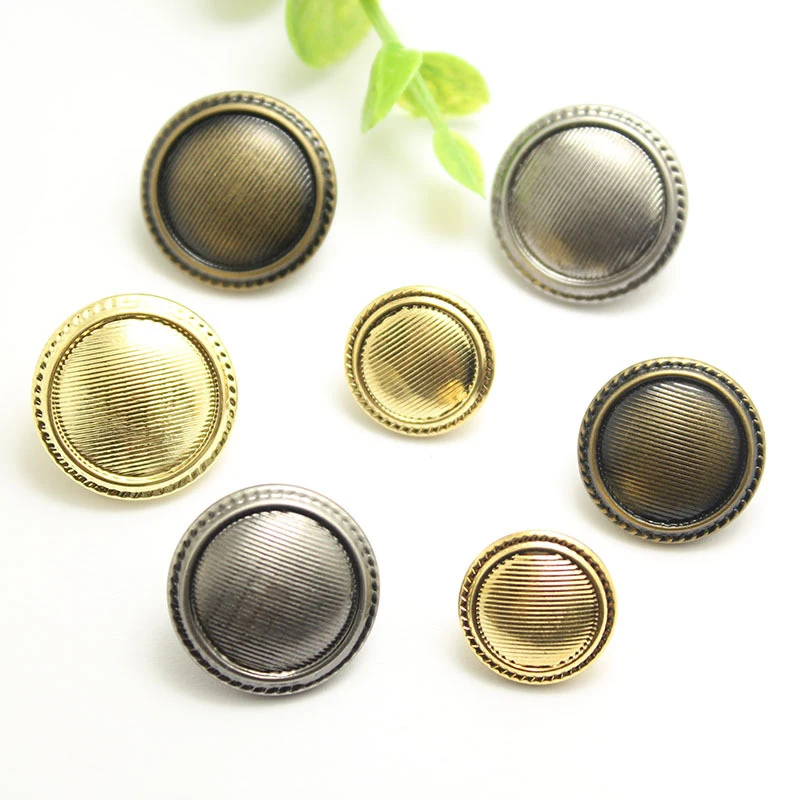 10PCS Striped Leather Buttons Spot Men\'s and Women\'s Windbreaker Metal Buttons Coat Button Ancient Silver Bronze Gold 15-25mm