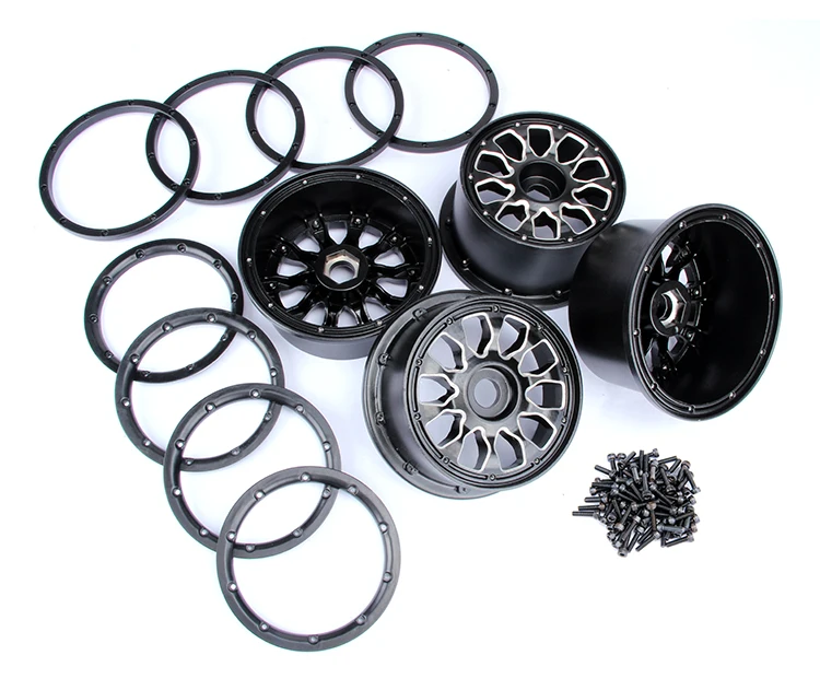 Metal Wheel Hubs with Beadlocks Ring Set for 1/5 Hpi Rofun Rovan Km Mcd Baja 5B SS 5T Truck Rc Car Toys Parts