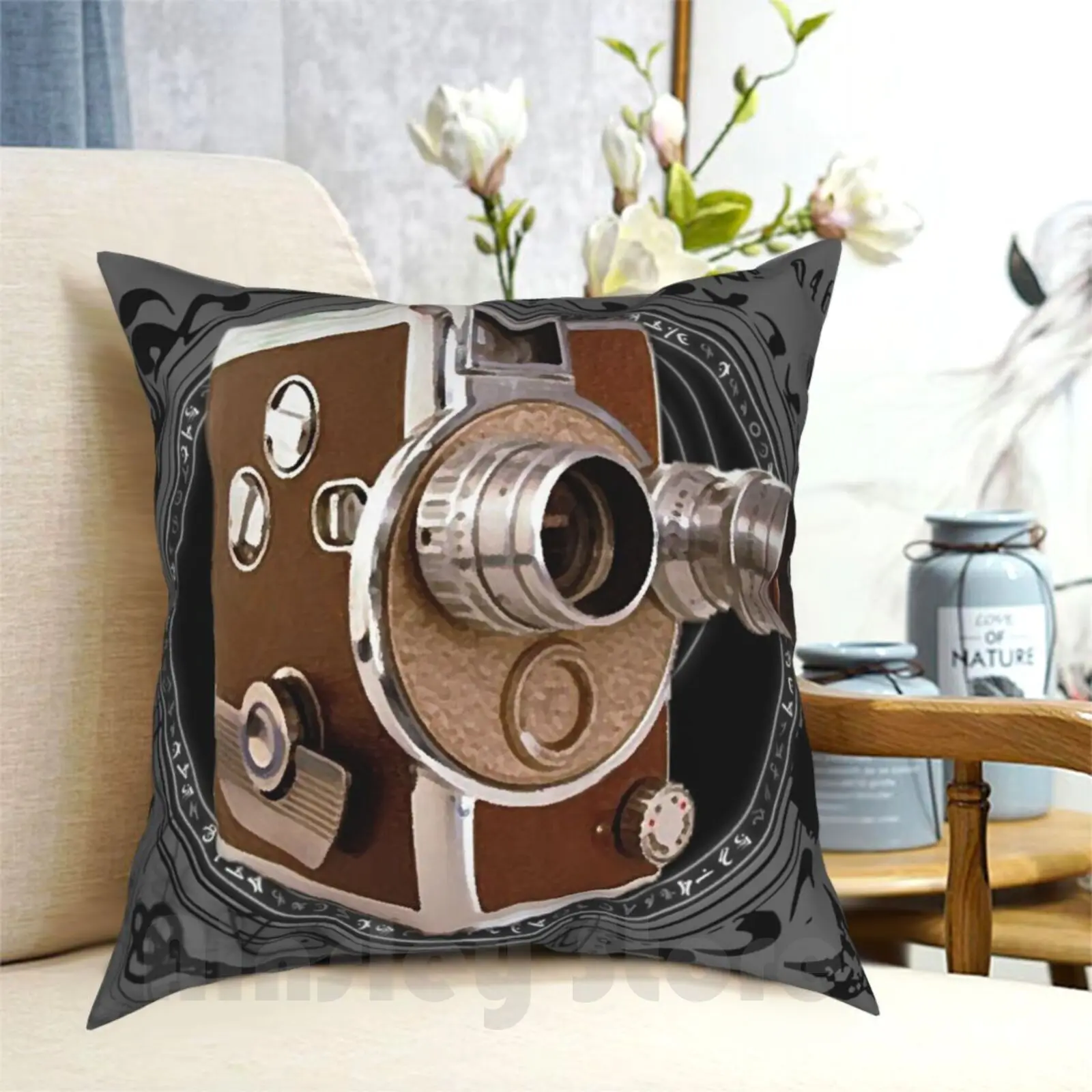 Old Style Movie Camera Pillow Case Printed Home Soft DIY Pillow cover Film Camera Movies Production Crew Filmmaker