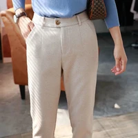 Woolen Pants Women's Harem Pencil Pants 2026 Autumn Winter High Waisted Casual Suit Pants Office Lady Women Trousers - Image 3