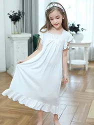 Girl Nightdress Modal Soft Long Princess  Pajamas Leisure Tops Night Wear for Kids Girl Pijamas Night Dress Girl Sleeping Gowns