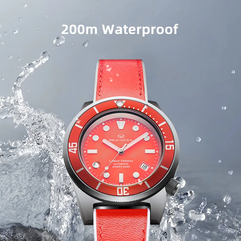 2023 New Seagull Men\'s Automatic Mechanical Watch Deep Diving Watch Colorful Watch Stainless Steel Waterproof 200m 1301