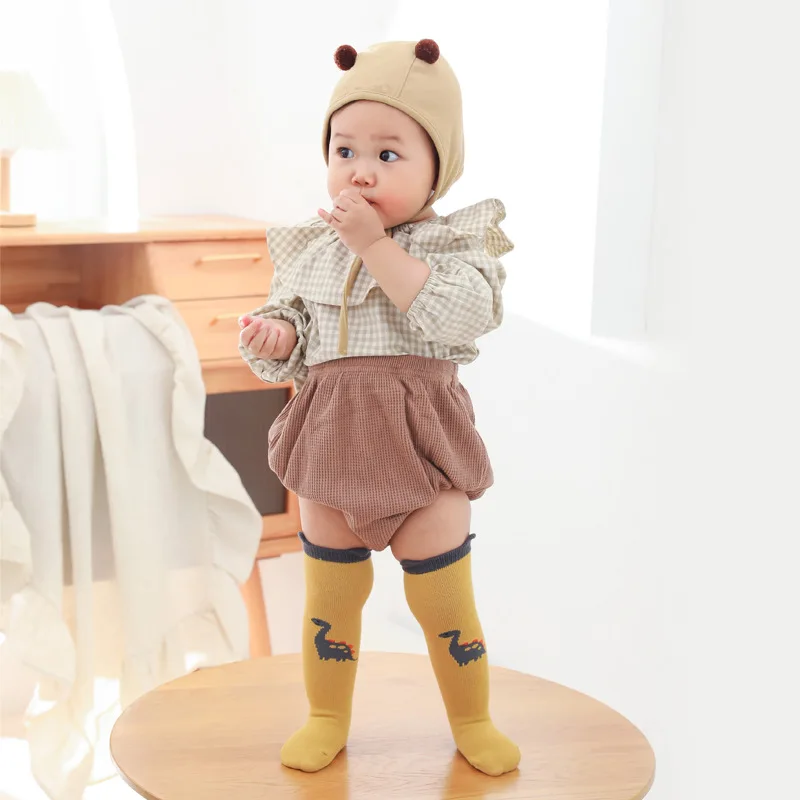 Baby Socks Anti-slip Long Over Knee High Socks Cotton Soft Warm Leg Warmer Cute Animal Dionsaur Lion Home Spring Socks 0-3 Years