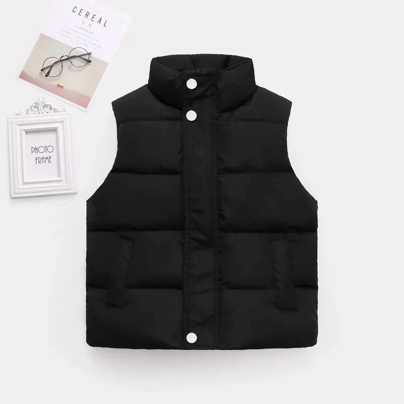 New Children\'s Down Cotton Vest Five Colors Boys Girls Adult Outer Wear Vest Stand-up Collar Warm Thickened Autumn Winter Vest