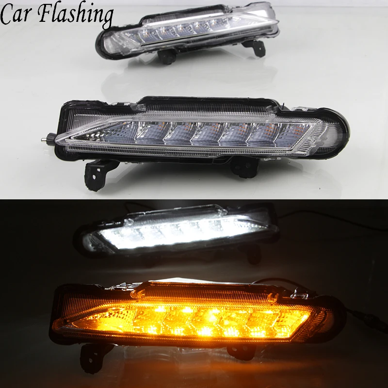 Car Flashing 1 Pair LED Daytime Running Lights For Toyota Yaris 2017 2018 2019 DRL Car Fog Cover Bumper Light