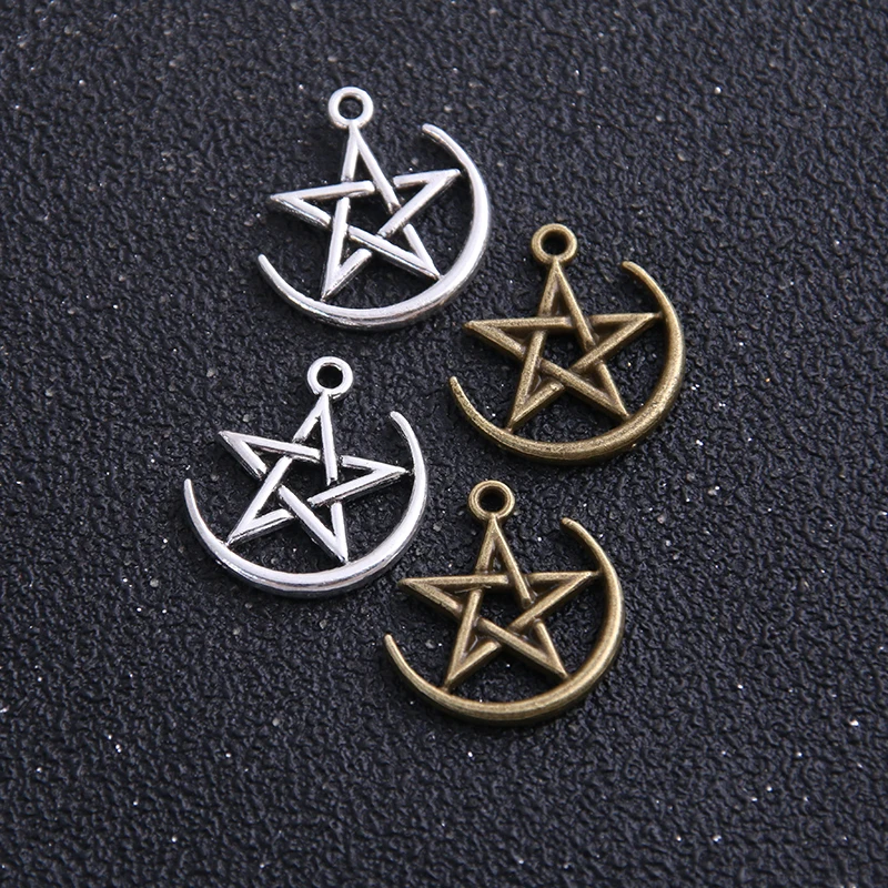 14pcs 18*20mm Fashion Metal Alloy semicircle Pentagram Charms Star Charms for Diy Jewelry Pendant Charms Making