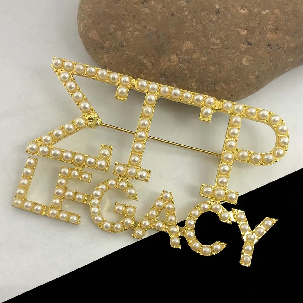 LEGACY Letter to Inlay Pearl Sigma Gamma Rho Logo Brooch Pin Coat Dress Accessories Gift Wholesale