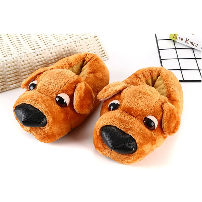 Couple Funny Slippers Girls Cool Dogs Plush Shoes Winter Home Slippers For Women Plus Size 35-43 Unisex Memory Foam Slippers Men