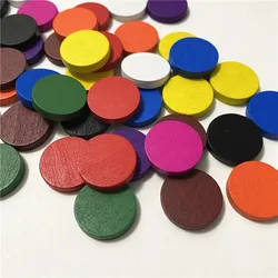 100 Pieces 25*5mm Wooden Chips Pieces Circle Plate Puzzle Chess Pieces For Board Game Accessories 10 Colors