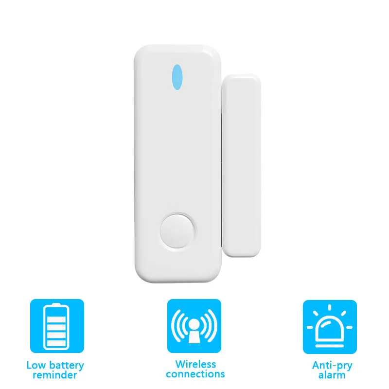 Sensor de puerta inalámbrico Ev1527, transmisión de 433MHz, frecuencia de protección de seguridad para el hogar inteligente, fácil instalación, conectar alarma para usar