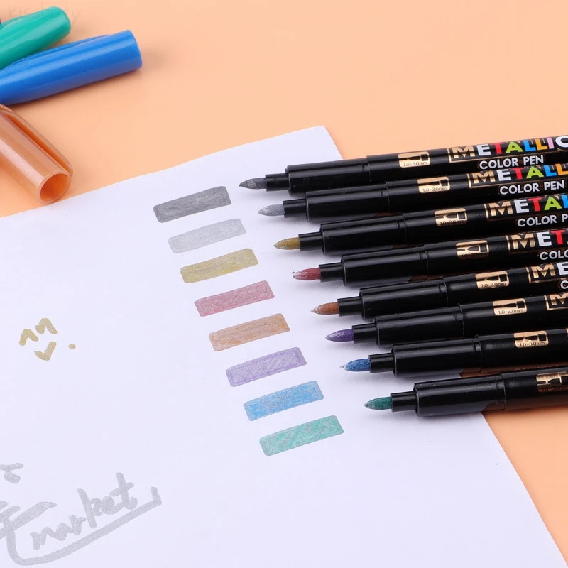 8Colors set Metalli Paint marker Pen Art Marker pen mark write Stationery Student Office school supplies Calligraphy pe