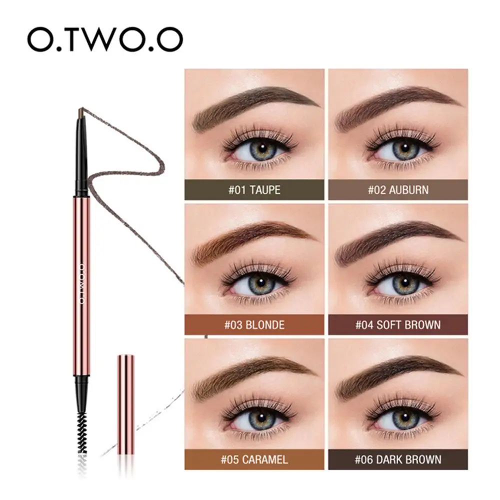 O.TW O.O-Crayon à sourcils triangulaire ultra fin, 6 couleurs, résistant à l'eau, blond brun, pour les yeux