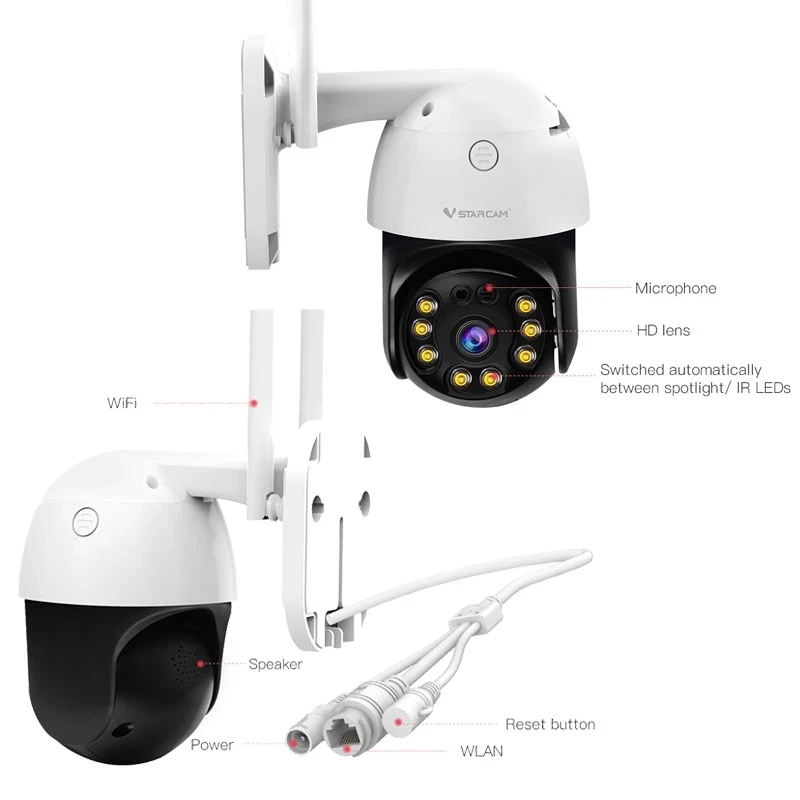 Vstarcam CS64 O-Kam 3MP 1296P 360Degree Wireless PTZ IP Camera AI Humanoid Auto Tracking Smoke Alarm Home Security CCTV Monitor