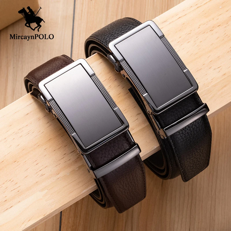 

MircaynPOLO Men's Automatic Buckle Belt Luxury Business Belts Hight Quality Cowhide Leather Male Waistband Fashion Retro Girdle