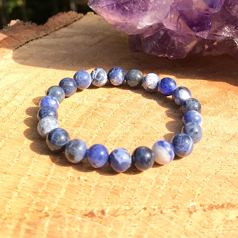 Wholesale 8 MM Blue Sodalite Bracelet Natural Gemstone Energy Bracelet Divine Love Protection Jewelry