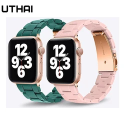 UTHAI F28 Bracelet for apple watch band 44mm 40 38 42 41 45 Fashion imitation resin loop smartwatch  iwatch serie 3 4 5 6 se 7 8