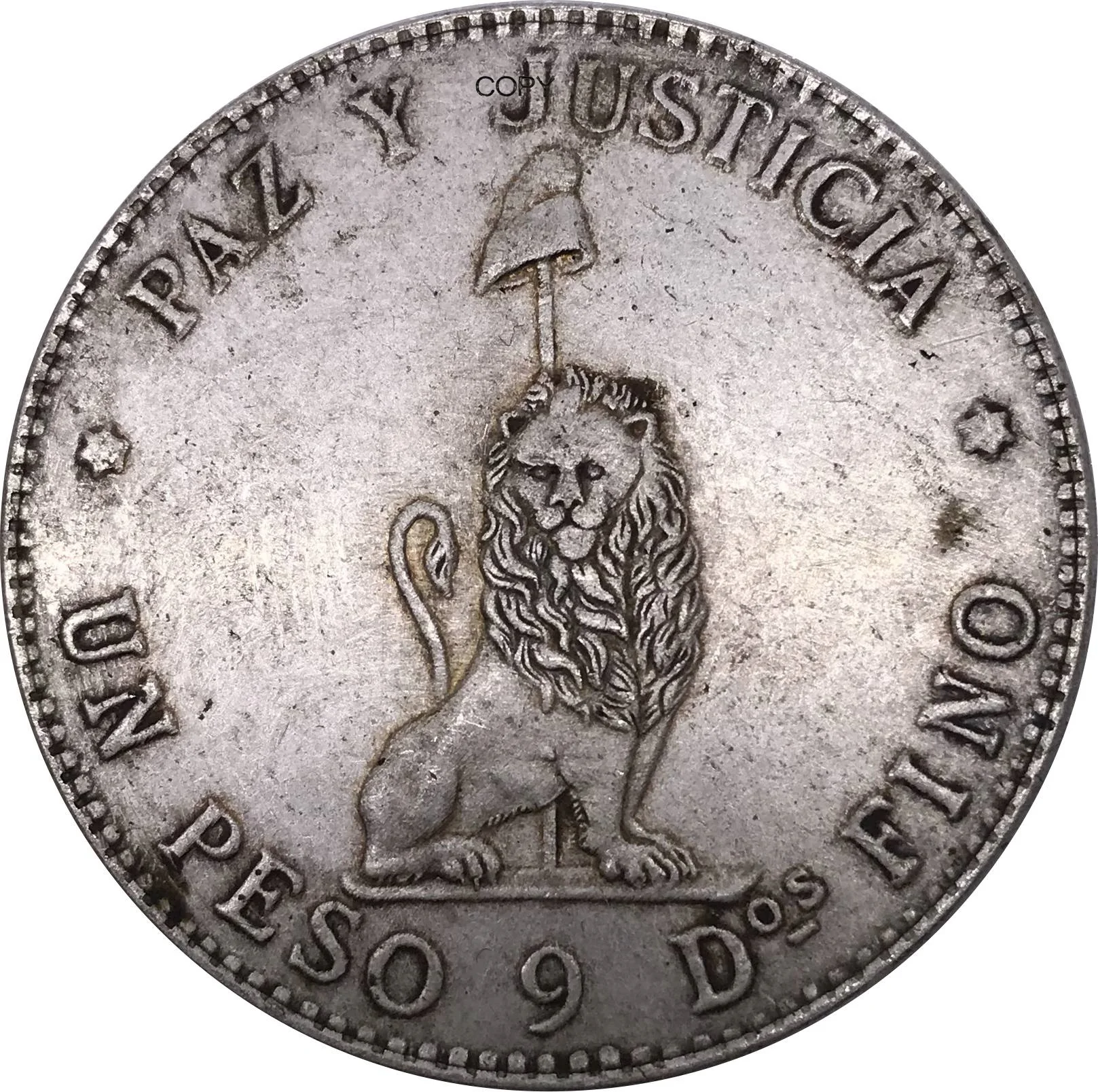 Paraguay 1889 Coin 1 Peso Cupronickel Plated Silver Old Metal Souvenir Gift Collectible Copy Coins