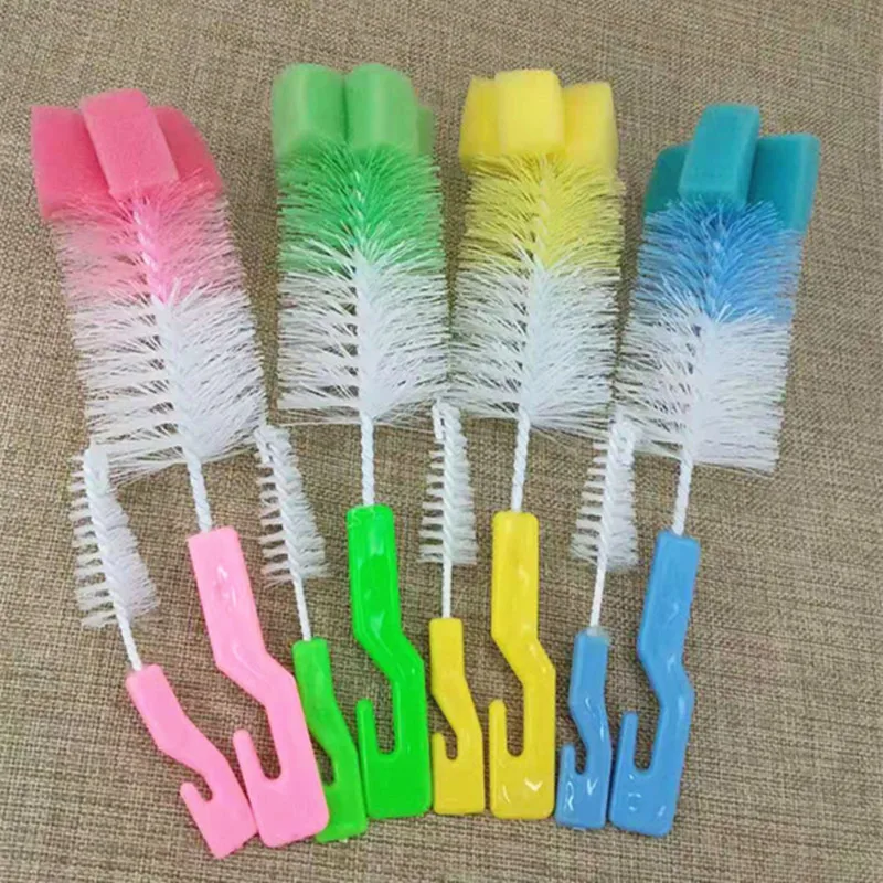 2Pcs/set Baby Nipple Milk Bottle Brushes Sponge Plastic Cleaning Set 360 Degree Sponge Cleaner + Pacifier Brush