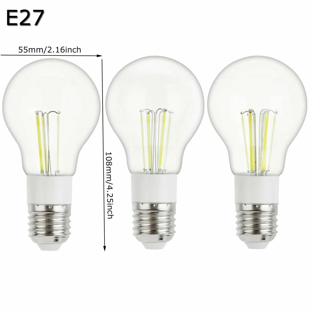 LED Bulb Home Shope Decoration 3W 4W 6W Lamps AC 85-265V DC  12V A55 E27 LED COB Filament Light B22 Bayonet Cold Warm White Lamp