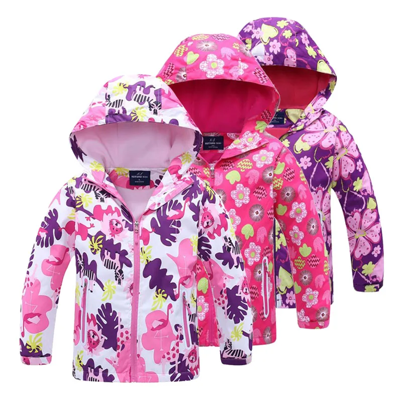 Brand Flower Polar Fleece Girls Jacket For Child Clothing 3-12T Girls Outerwear Coat Spring Autumn Kids Windbreaker Jackets