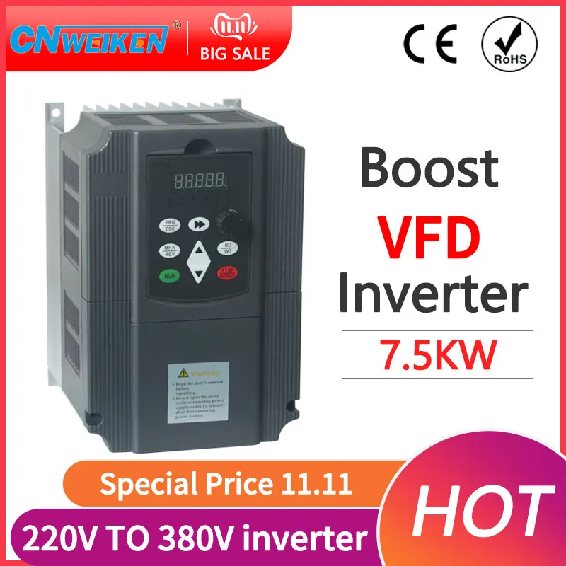 Imagem -05 - Vfd Inversor Conversor de Frequência Monofásica 220v Entrada Fase 380v Saída para o Motor 4kw 5.5kw 7.5kw 11kw 400hz