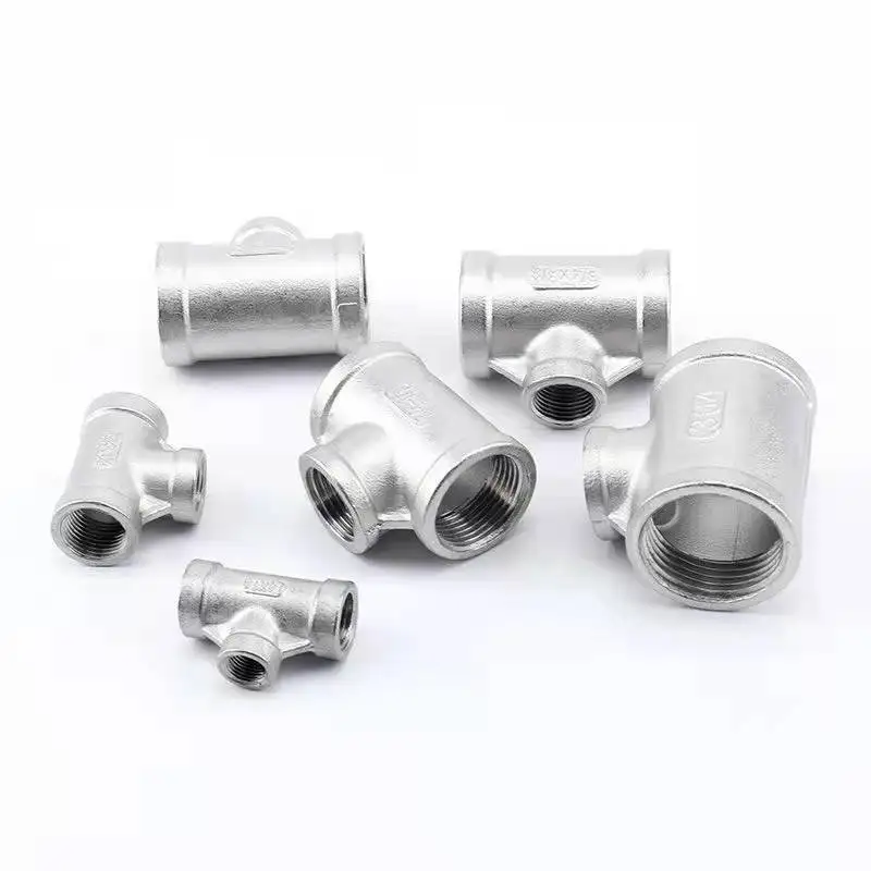 1/4 "3/8" 3/4 "1" Biến Đường Kính BSP Dây Chuyền Nữ Ren Tee 3 Cách Giảm Tốc Thép Không Gỉ 304 ống Giảm Tốc Kết Nối 5