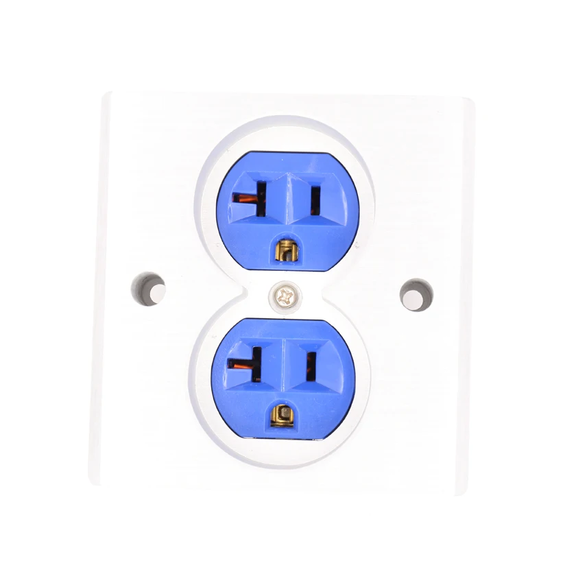 

2pcs Blue High Quality Power US AC Power Receptacle Wall Outlet Copper Socket