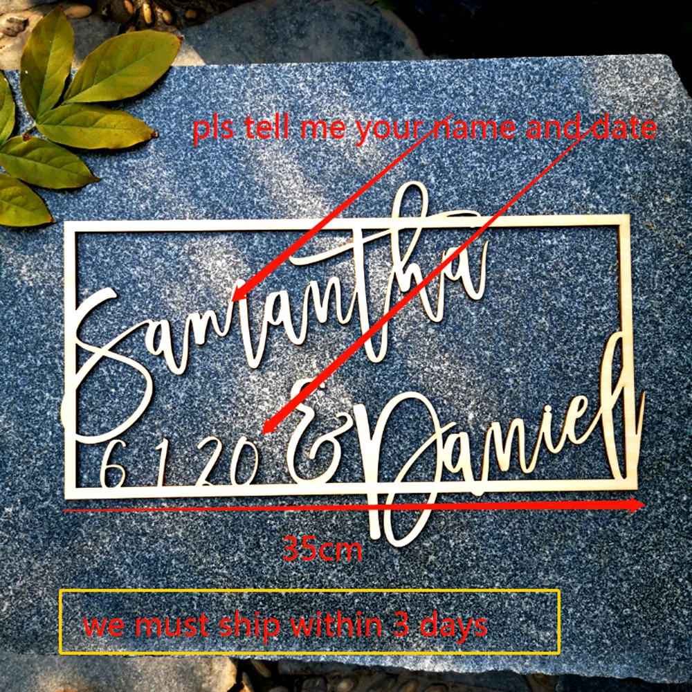 Custom Wedding Welcome Wooden Rectangle Name and Date Sign, Personalized Bride and Groom Names Wedding Date  Decoration