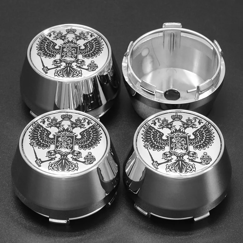 4 PCS High Luxurious 60MM With 45mm Metal Aluminum Russia Eagle Logo Car Wheel Center Hub Cap Cover Rim National Emblem Badge